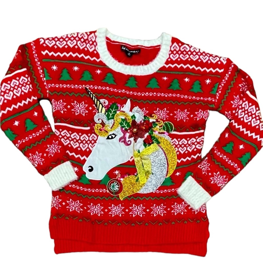United States Sweaters Red Unicorn Holiday Sweater